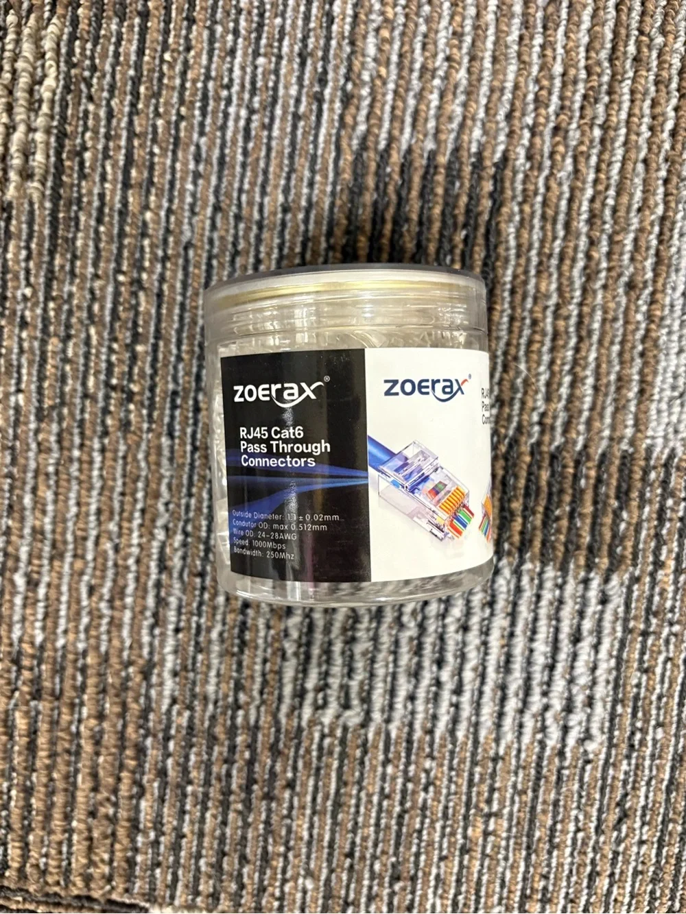 RJ45 Cat6 Pass Through Connectors - Clear 100ct